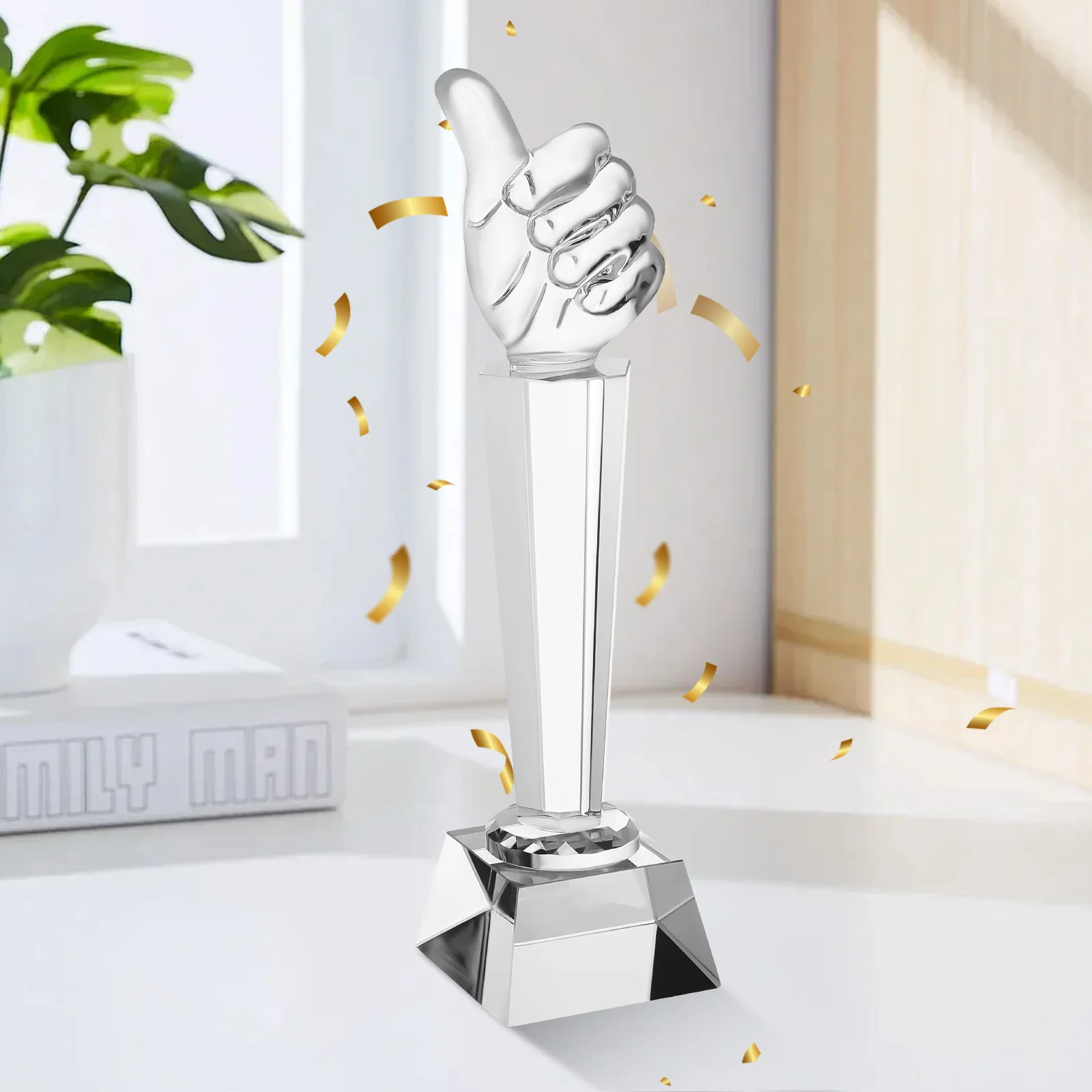 Glass Thumbs Up Trophy Crystal Award for Students Teachers Sports Talent Shows Winning Recognition Gift Glass Award Medals