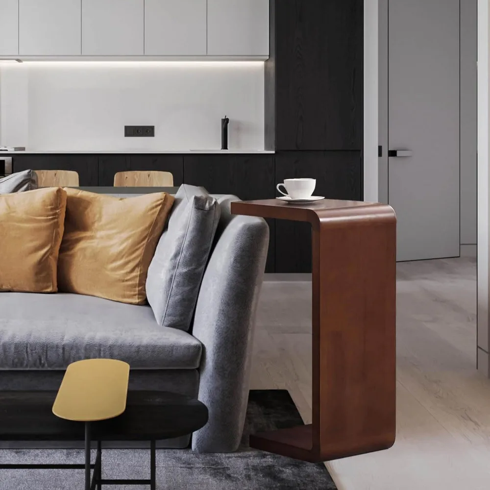 

Solid Wood End Table For Couch C Shaped Mini Sofa Side Table For Small Narrow Spaces Wooden Nightstand For Living Room Bedroom