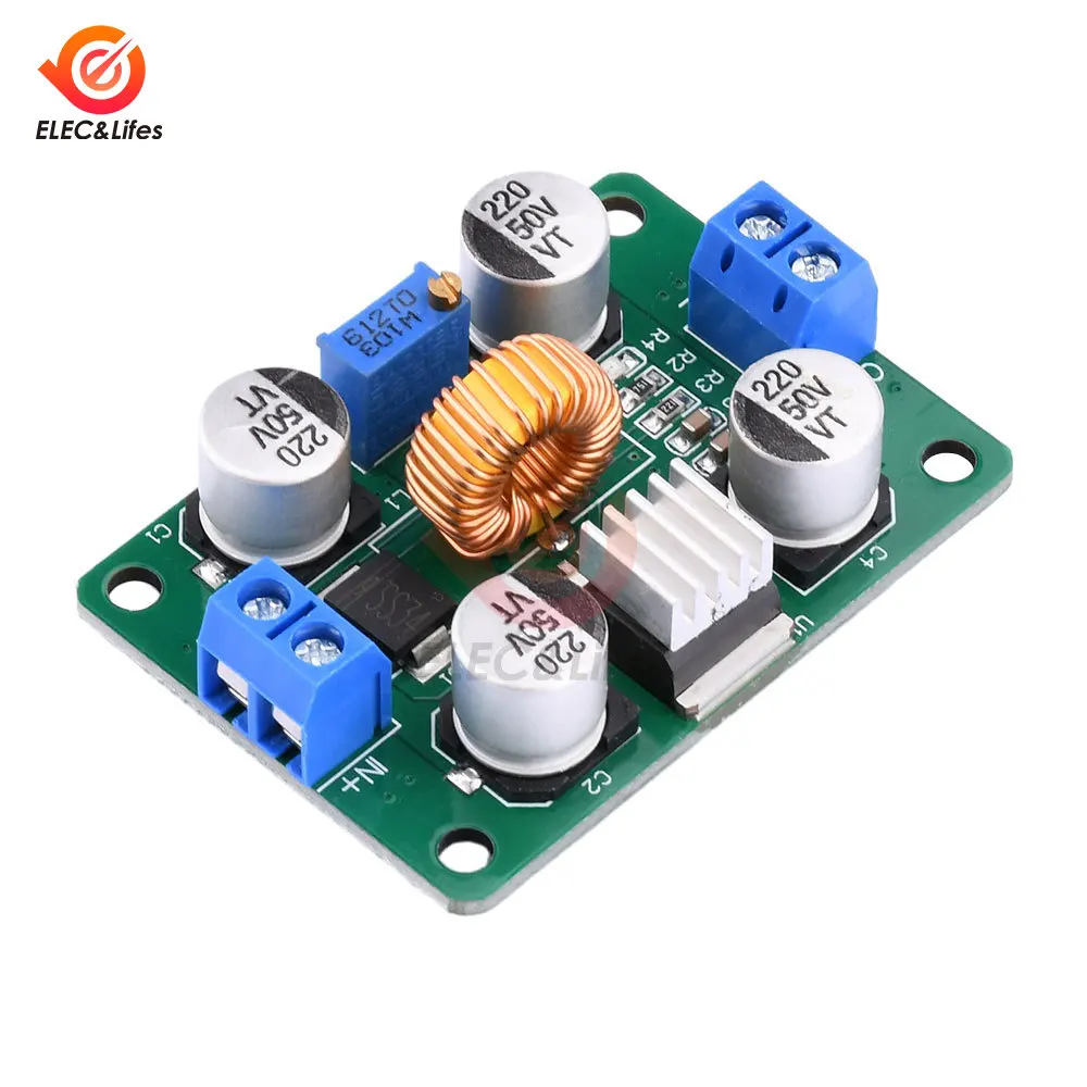 DC-DC 4-38V To 1.25-36V 5A 75W Adjustable Buck Power Module High-power Step-down Voltage Regulator Board With Heat Sink