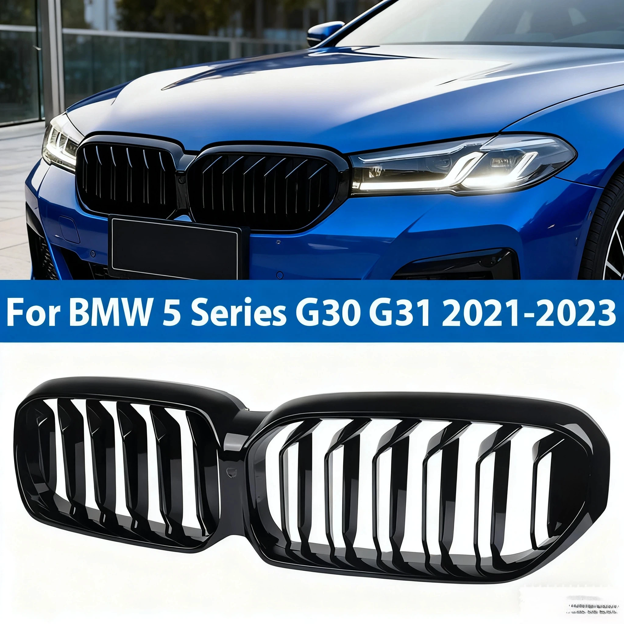 

For BMW 5 Series G30 G31 G38 LCI Car Front Kidney Bumper ABS Grille Dual/Single 530i 540i M550i xDrive 2020-2022 Car Accessories