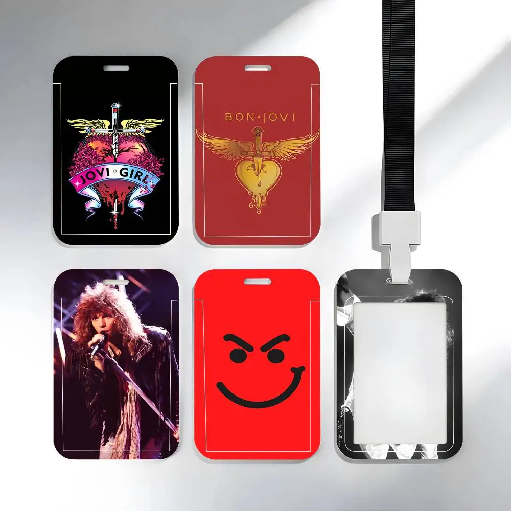 Porta Tarjetas con Cordón de Singer B-Bon Jovi, Porta Tarjetas de Identificación para Estudiantes, Porta Tarjetas con Correa para el Cuello, Accesorios de Control de Acceso, Regalos