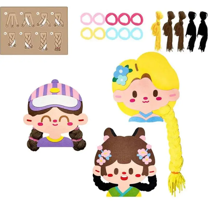 Hairstyle Craft Kit Fun Learn To Braid Hair Book Kids Princess Craft Girls Braiding Toys Travel Activity Hair Salon Toys For