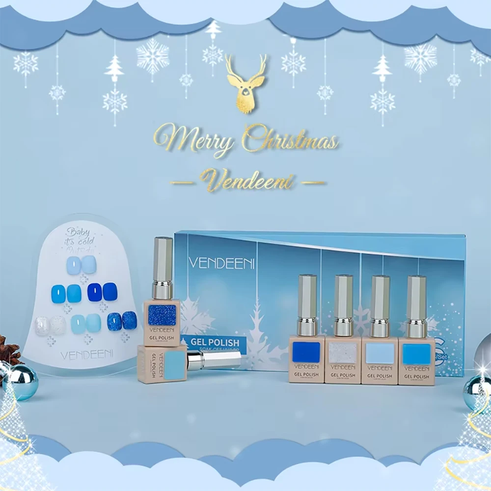 Vendeeni 6 Farben/Set Weihnachts-Gel-Nagellack TPO HEMA-FREI Eisblau Rot Grün UV LED Soak-Off Gel-Lack mit Display – Detail 4