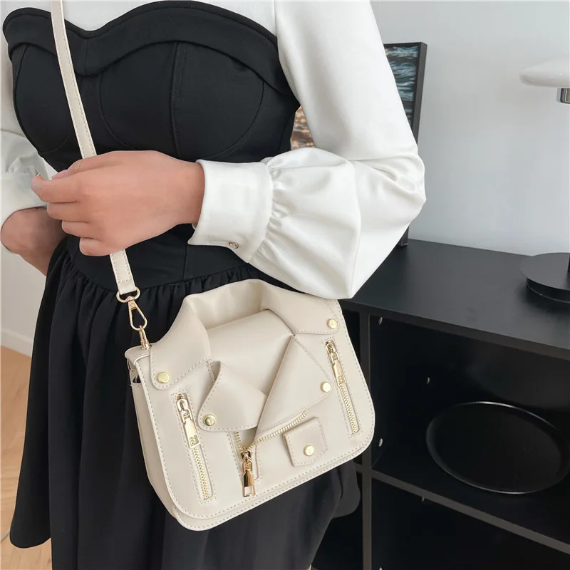 Fashion Jacket Crossbody Bags for Women 2026 New Creative Motorcycle Style PU Leather Shoulder Bag Fashion Cute Small Square Bag