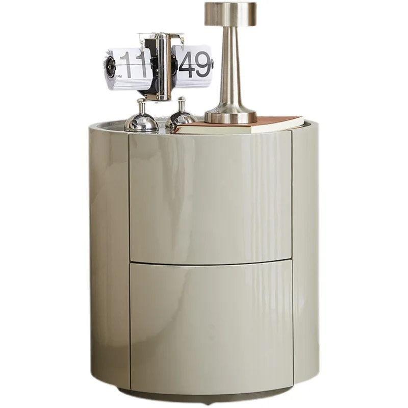 

Minimalist solid wood paint round bedside table bedroom ultra-narrow bedside storage cabinet