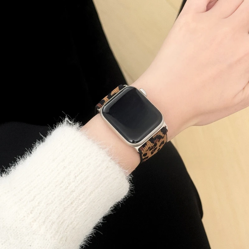 حزام لساعة أبل 44 مللي متر 40 38 41 45 42 46 مللي متر سوار نايلون مرن iWatch سلسلة 10 9 8 7 6 5 4 se Ultra 2 49 مللي متر