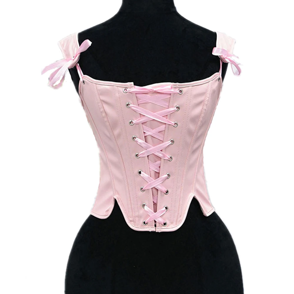 Women Silver PU Leather Corset Top Vintage Vest Female Front Lace Up Corselet Camis Punk Goth Clothing Sexy Korsett Streetwear view 5