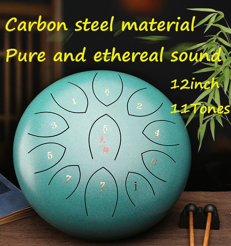 Hooqu 12-Inch Handpan Hollow Stainless Steel Percussion Instrument 11-Tongue Meditation Drum For School Music Teaching
