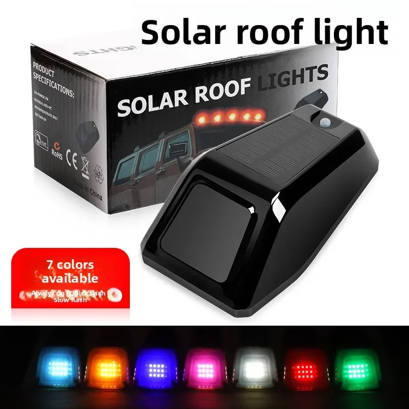 LED Solar Powered Cab Lights Punch-Free Wireless Truck Roof Lights, Warning Light for Pickup Trucks SUV Motorcycles