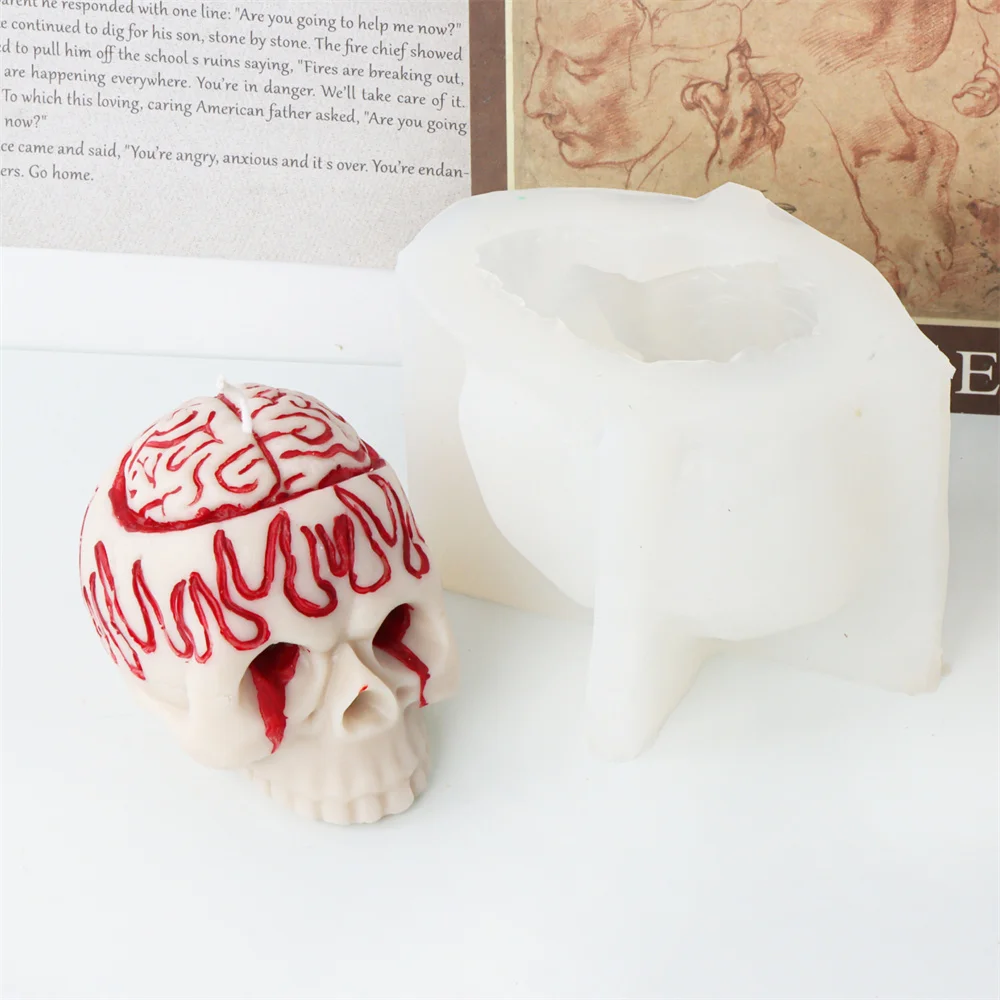 Stacked 3D Skull Silicone Candle Mold Gothic Halloween DIY Aroma Wax Soap Resin Mould Spooky Home Decor Handmade Craft Gifts