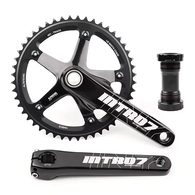 PC017 Fixed Gear Bicycle Freewheel Crankset Integrated CNC Hollow Crank Track Cycle Parts Single Speed Chainwheel