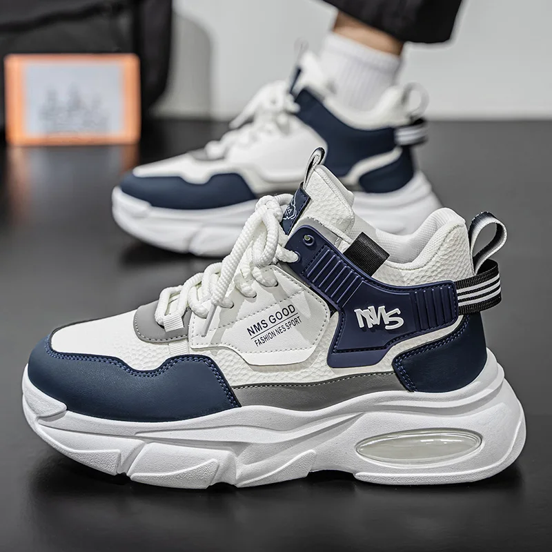 

Mens Sports Shoes 2025 New Leather Comfortable Thick Soled Casual Sneakers Outdoor Breathable Daily Walking Shoes for Men