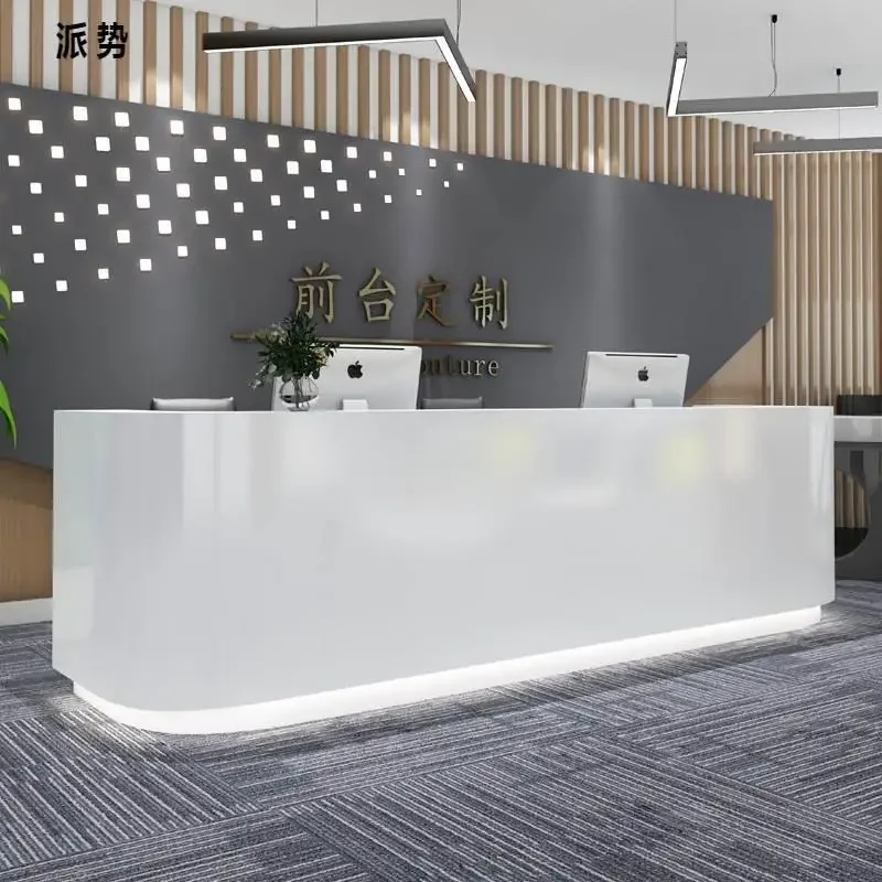 Multifunctional Minimalist Reception Desks Stylish Classic Checkout White Reception Desks Light Front Mostrador Bar Furniture