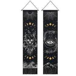 Spsychedelic Gothic Skull Tapestry Wall Hangings Trippy Black Evil Eye Skeleton Hand Tapestry for Bedroom Living Room Dorm Decor