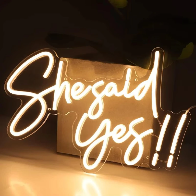She Said Yes !! Led Neon Sign Propose Engagement Marry Me Wedding Party Wall Decor Signs Bridal Shower Party Decoration 5V USB