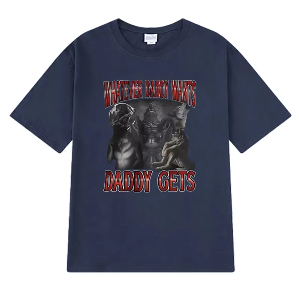 2025 جديد مهما كان الأب يريد الأب يحصل مضحك وولف ميمي الجرافيك تي شيرت الرجال النساء قطنية عالية الجودة للجنسين تي شيرتات قصيرة الاكمام
