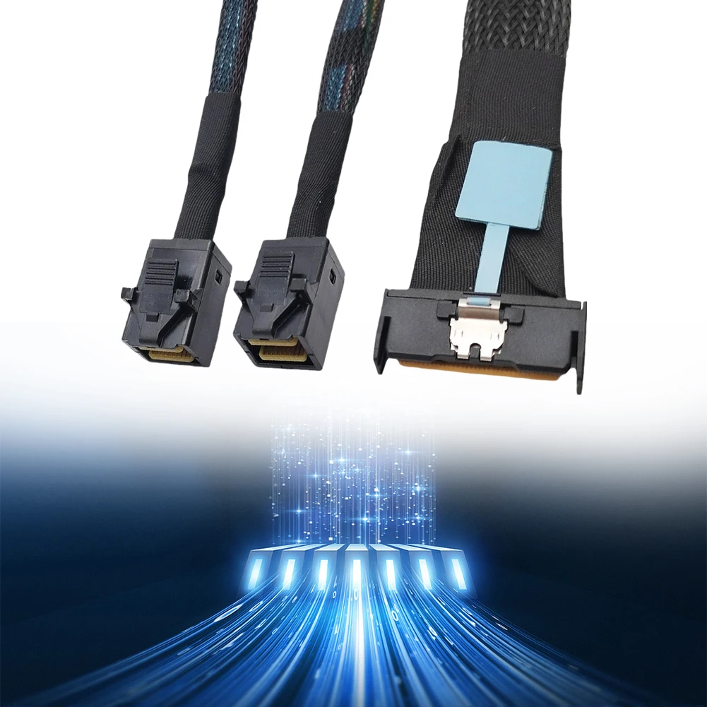 

MCIO 8i 74P Slimline SAS To 2-SFF-8643 Cable 32 GT/s Server Connection Cable 0.8m Adapter Cable Connection Cable Server Adapter