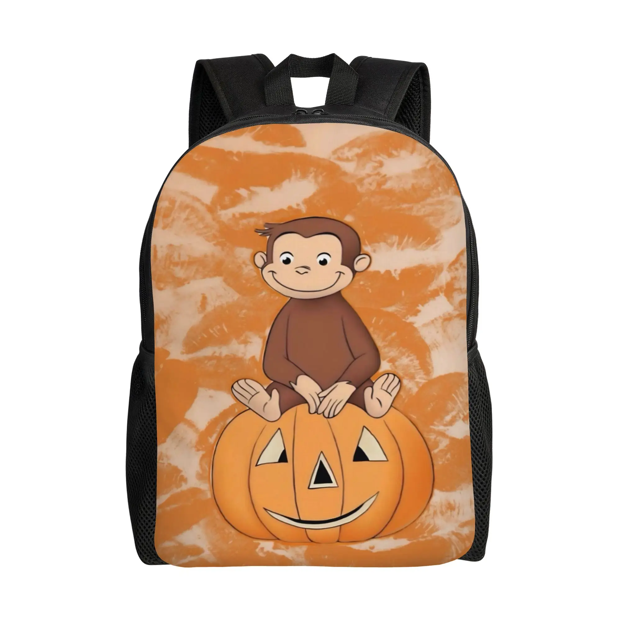 Cute Curious George Scene Backpack  Daily Backpacks Student Colorful Pattern School Bags Kawaii Rucksack