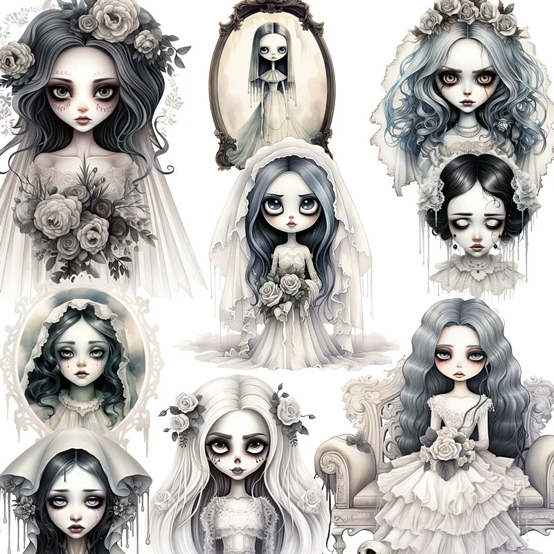 

Черно-белые наклейки для кукол, стикеры для рукоделия и скрапбукинга, детские игрушки, наклейки, Канцтовары для творчества