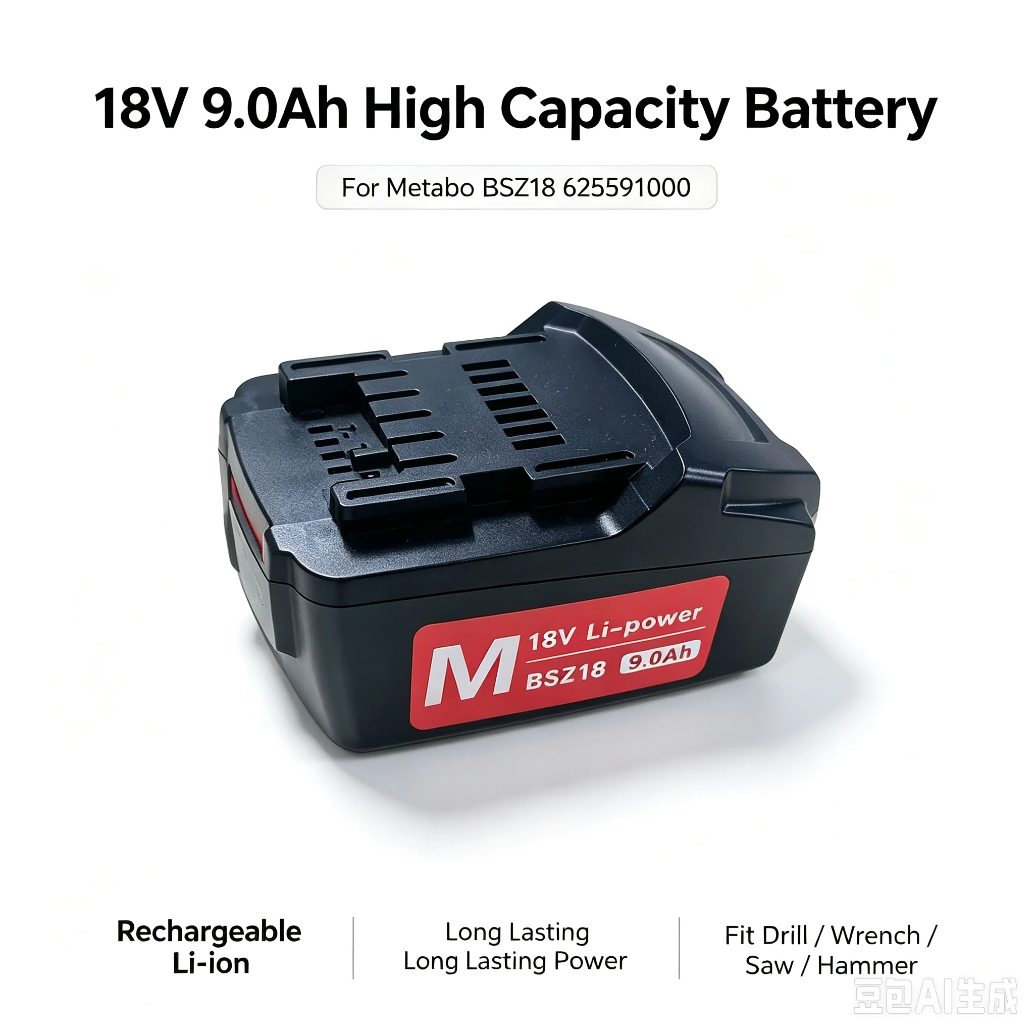 18V 9,0Ah 9000mAh Hochleistungs-Ersatz-Lithium-Ionen-Akku für Metabo BSZ18, wiederaufladbarer Akku für kabellose Elektrowerkzeuge, mehrfacher Sicherheitsschutz, EU-Lager, 7-Tage-Schnellversand