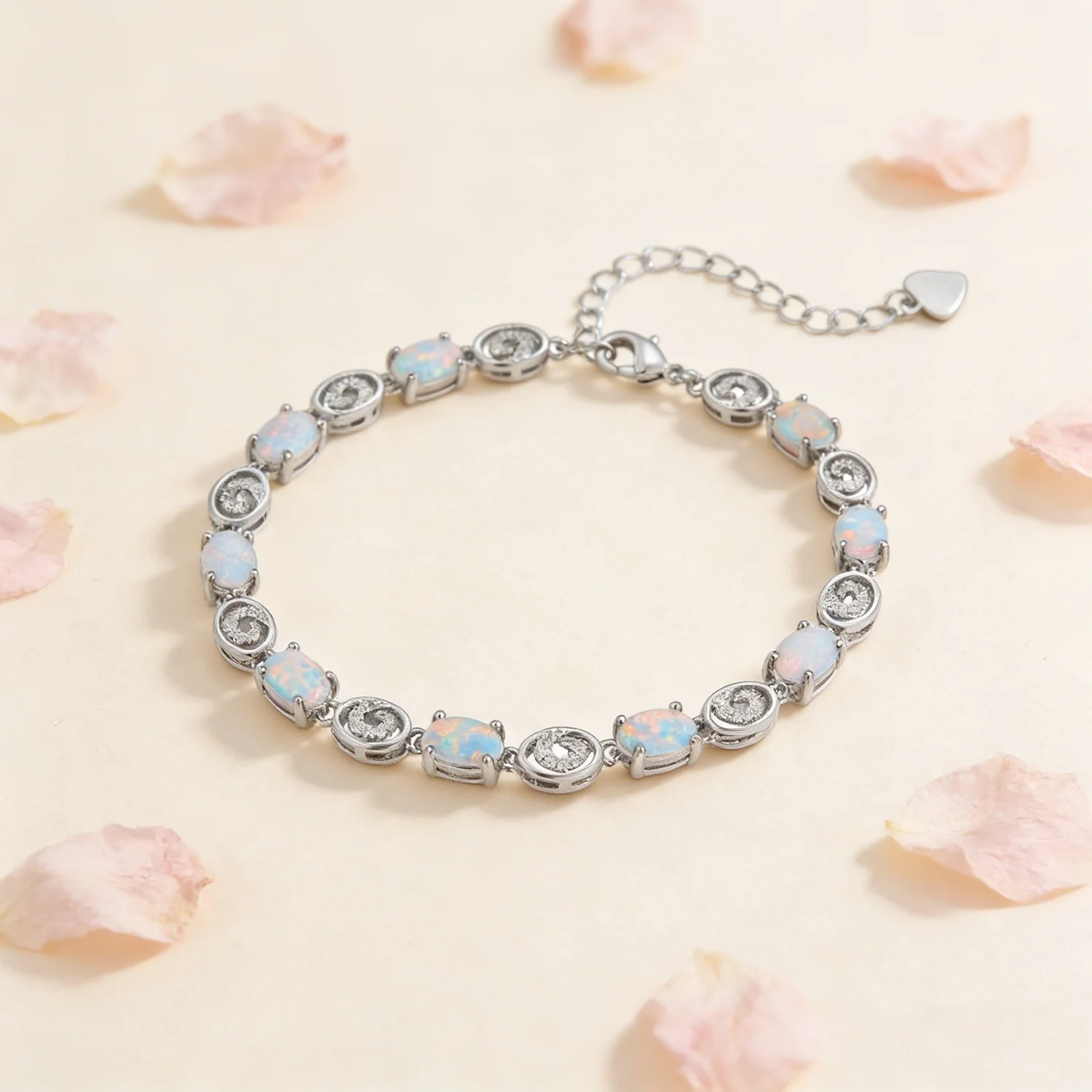 Minimalist White Opal Oval Bracelet for Women,Cubic Zircon Inlay Elegant Jewelry,Perfect Aniversary Valentine's Day Gift for Her