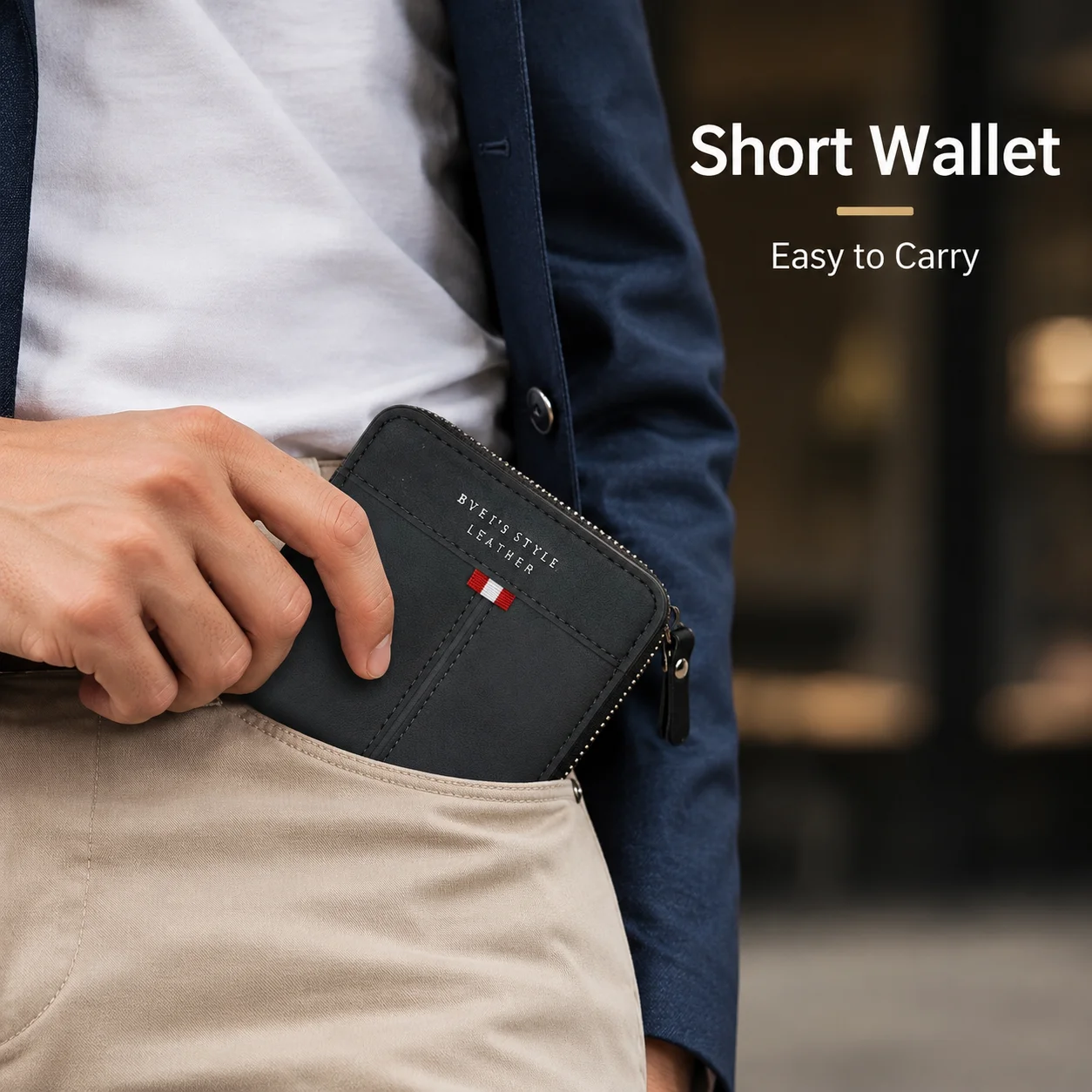 Vintage Men's Wallet - Zipper Coin & Card Holder Case, Multi-Functional Short Small Style with Stylish Compact Design​ Purse