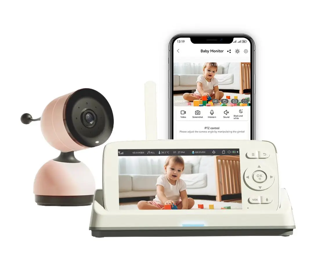 5Inch 2MP 1080P  APP Remote Control WIFI  Baby Camera Wireless PTZ Temperature Humidity Display Baby Monitor Nanny Cam Babysitte