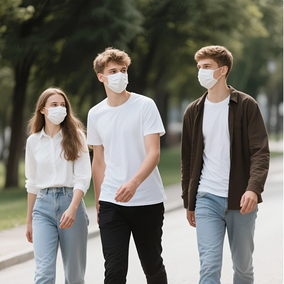 Máscaras descartáveis brancas grossas de 200 unidades - 3 camadas respiráveis e confortáveis, laços de orelha ajustáveis e protetores de nariz seguros - 200/100/50/10 peças, baratas para uso doméstico, podem ser adquir