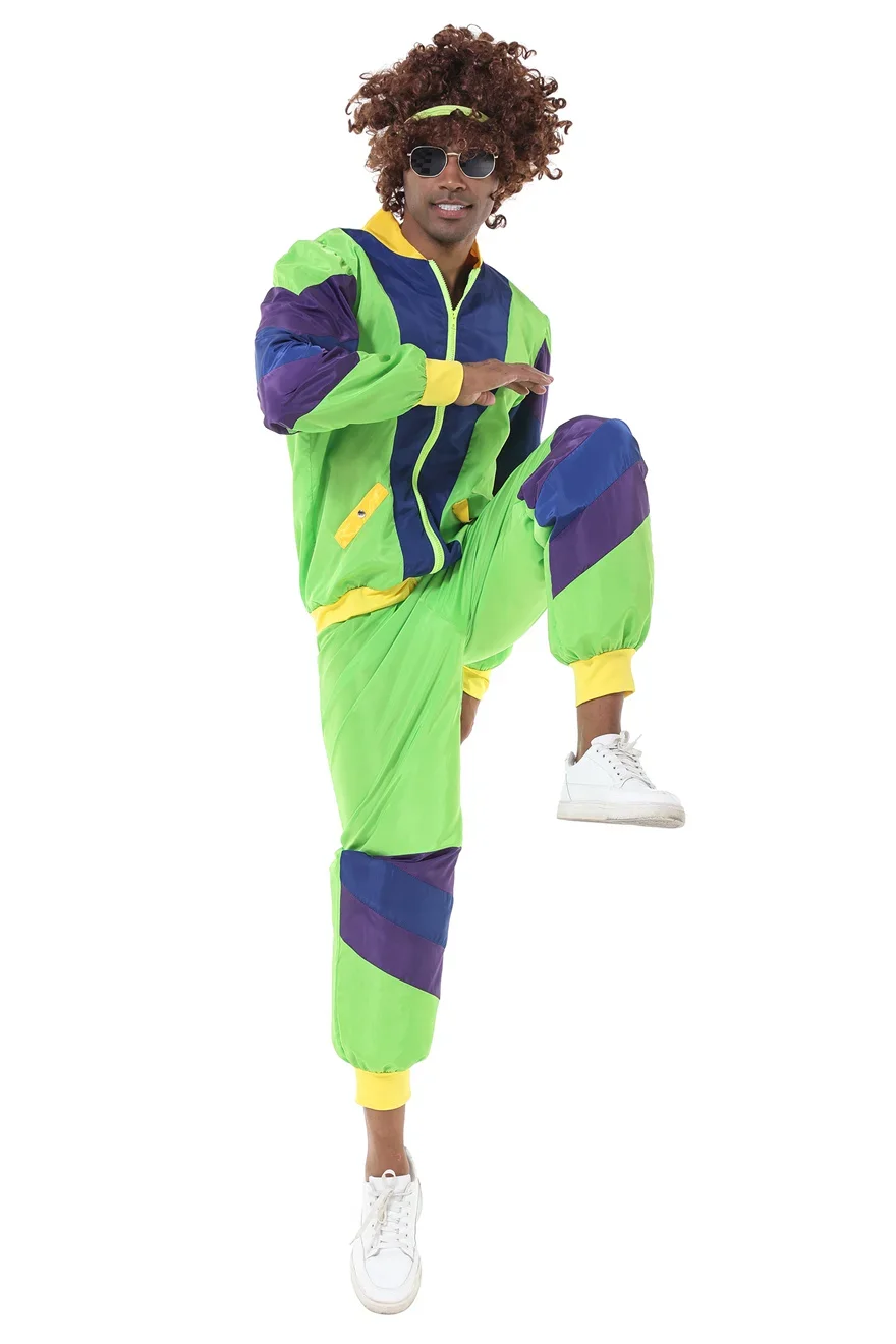 Adulto homem 80s 90s retro sportwear hippie disco cosplay traje roupas halloween carnaval terno festa role play roupas