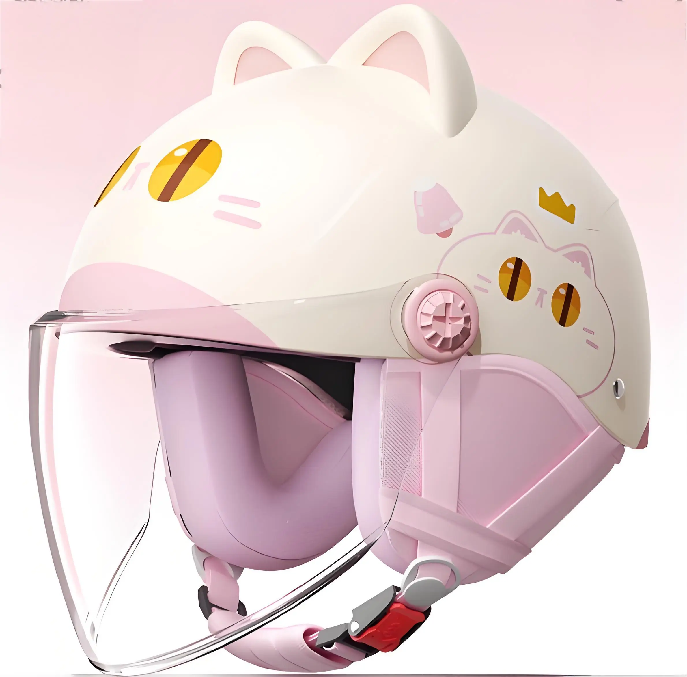 2025 New Cute Kids Safety Helmet - Windproof Visor, Detachable Earmuffs, ABS+EPS Shell, All-Season, Safe for Cycling Skating