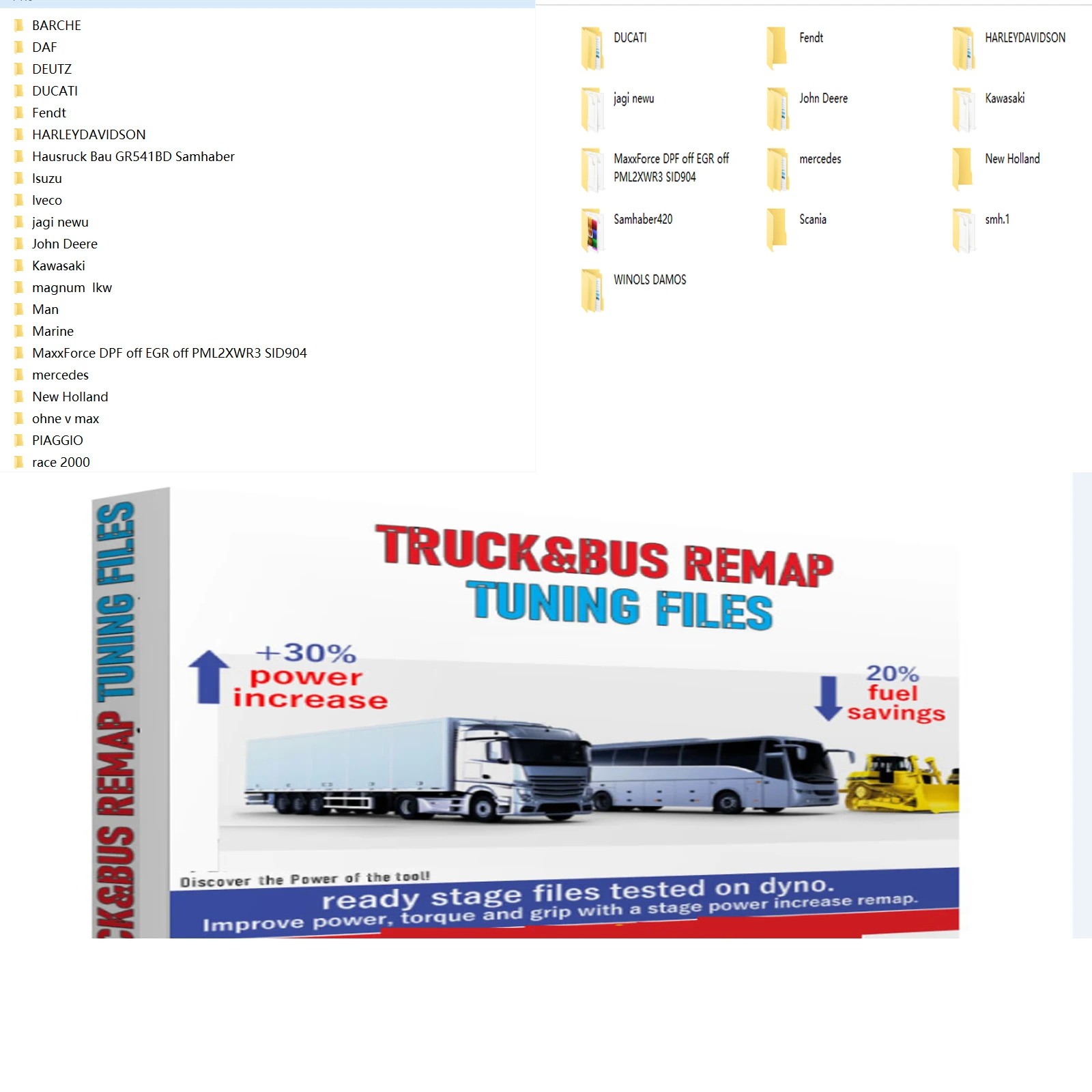 Collection Firmwares for Truck and Bus for European +Trucks Tuning Files Dpf&egr Off Oroginal Files Vmax Stage1 Stage2 Stage3
