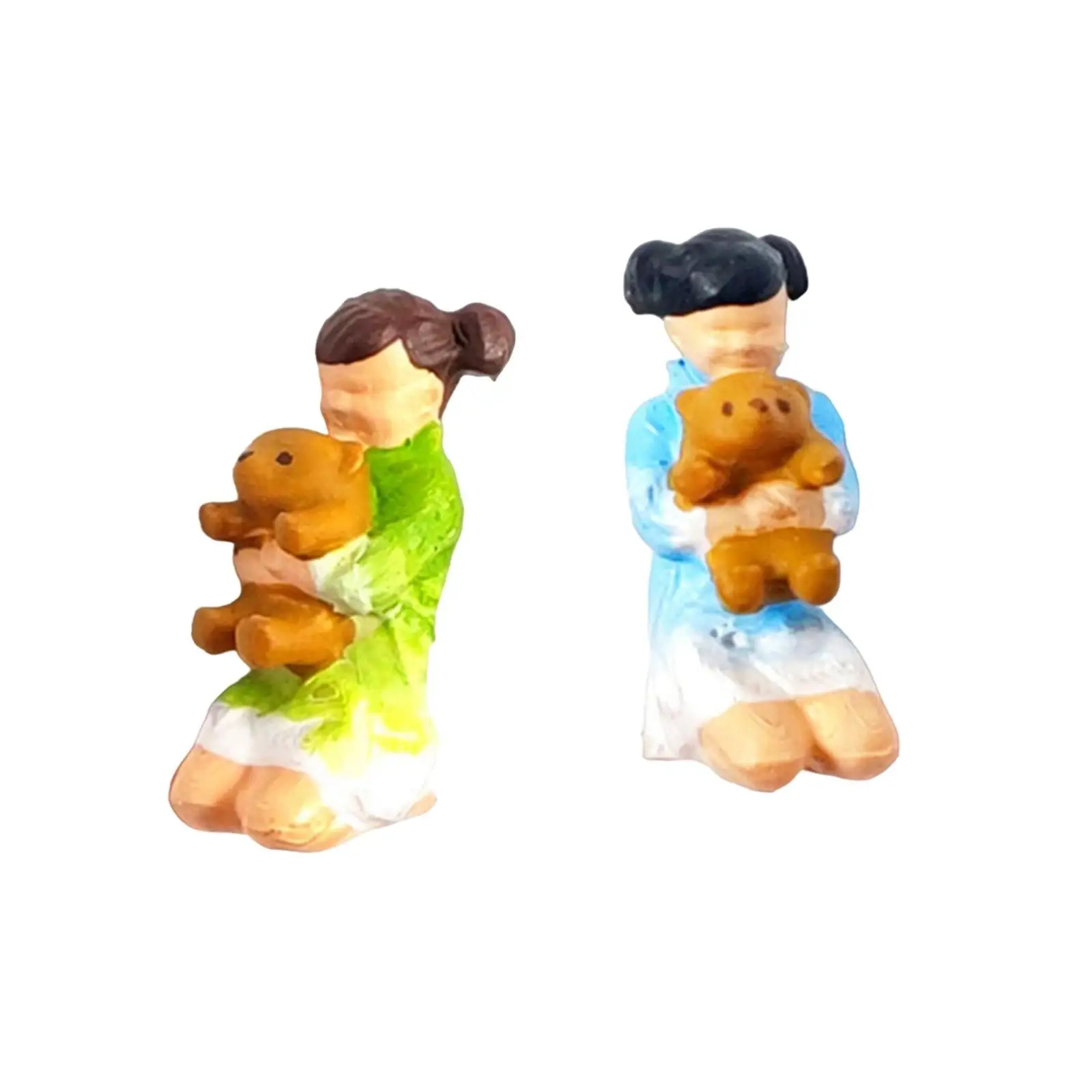 Oso de peluche besándose para niños, figuras de personas en miniatura, modelo de personas en miniatura, accesorios de fotografía, decoración, escala 1/64