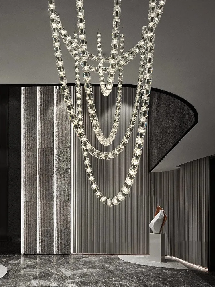 

Moder High Ceiling Chandelier Lighting Lustre Suspension Luminaire Lampen For Hall Staircase Living Room Hotel Lobby Pendant Lam