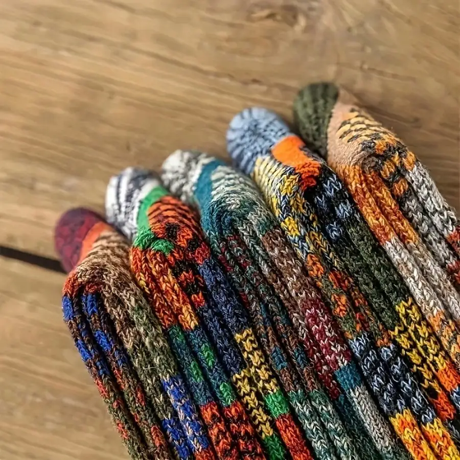 5 أزواج من الجوارب الدائرية الرجعية - مريحة وناعمة ودافئة في الخريف والشتاء | الهدية المثالية للأصدقاء والعائلة #6