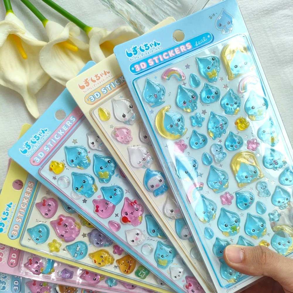 6PCS / Set Cartoon 3D Drop Style Seal Stickers, Cute Decals for Switch 2 OLED Lite, Journal Making and Phone Case Decoration