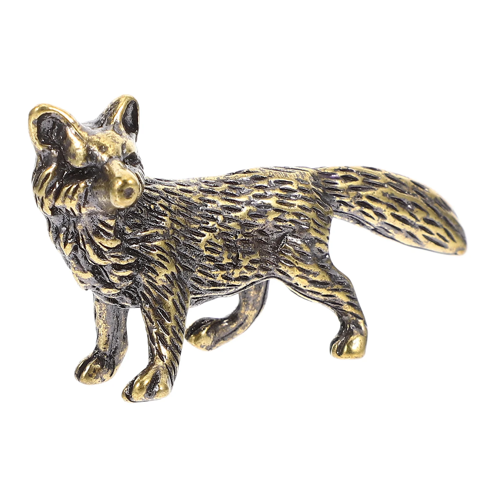 Brass Fox Ornament Danimals Gold Decor Ornaments Desktop Statue Figurine Office Room