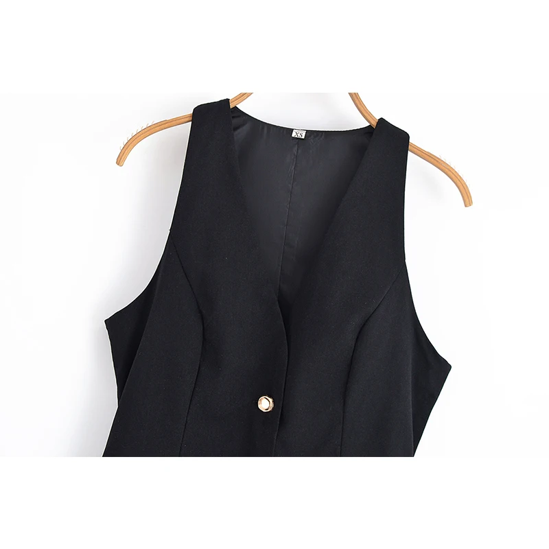 YENKYE 새로운 여성 Pleated Hem 패치 워크 민소매 탱크 드레스 프론트 버튼 V 넥 하이 스트리트 드레스 우아한 오피스 Vestidos