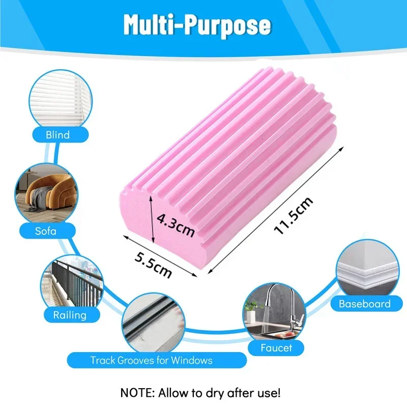 Double-sided Wet Damp Cleaning Duster Reusable Cleaning Sponge Humedo Duster Eraser Car Household Blinds Glass Window Clean Tool