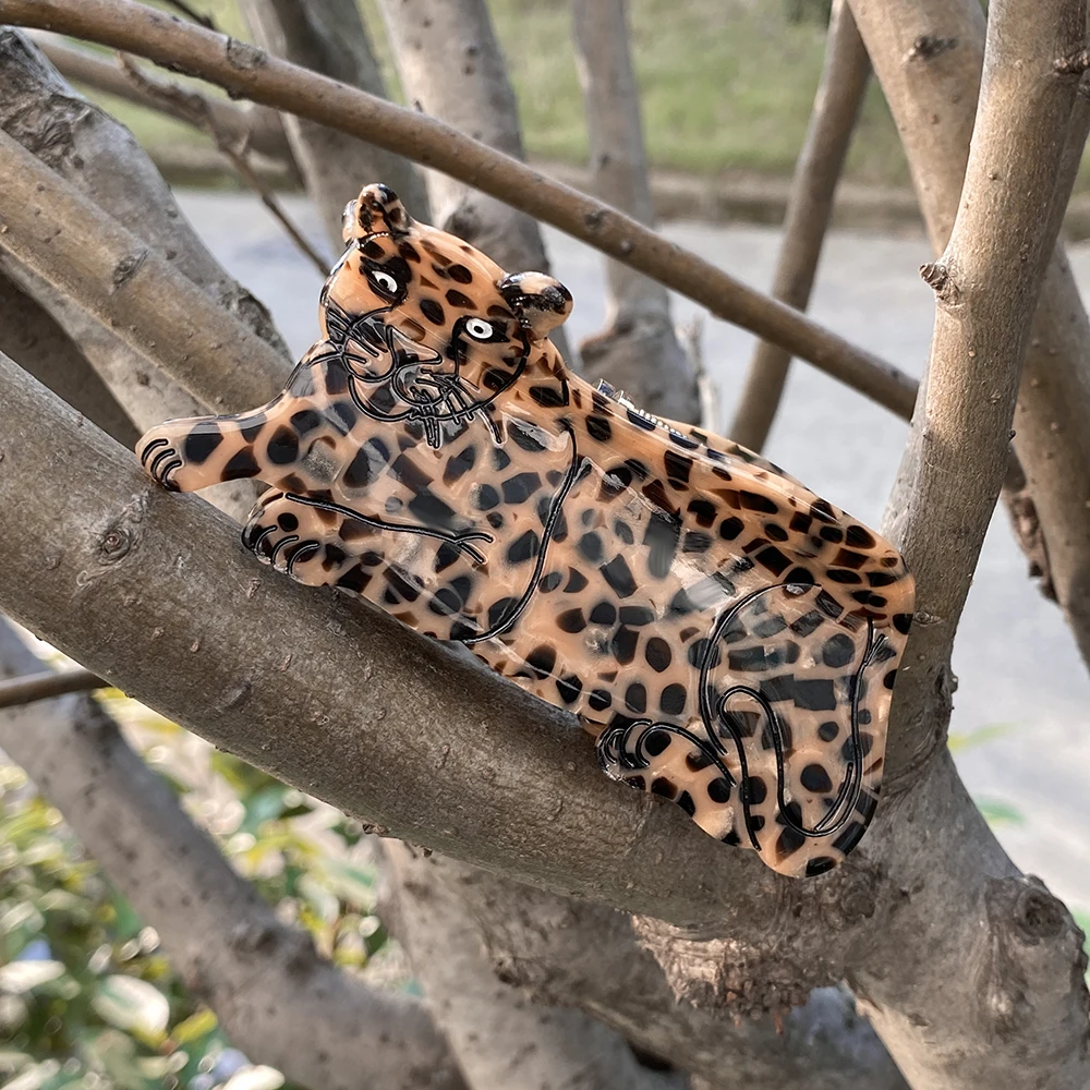 AENSOA Nischendesign Leopardenmuster Tiger Grab Cartoon Haarnadel Frauen Persönlichkeit Wildtier Essigsäure Clip Hinterkopf Hai Clip – Detail 24