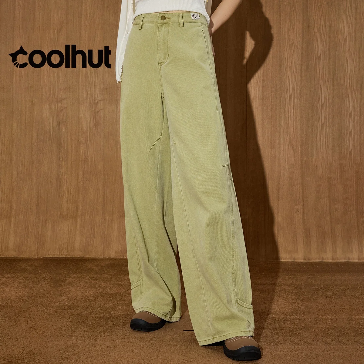 COOLHUT Brand Design Damskie jeansy z szerokimi nogawkami w stylu vintage z wysokim stanem, proste, luźne, retro, jesienne spodnie dżinsowe na co dzień