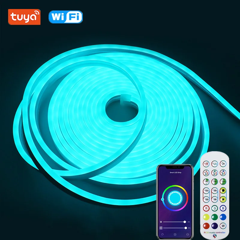Infrared/Bluetooth/TUYA WiFi RGB Neon Light Strip DC 12V Flexible Led Tape 1m 2m 3m 4m 5m DIY Decor Lighting For Home Room Bar
