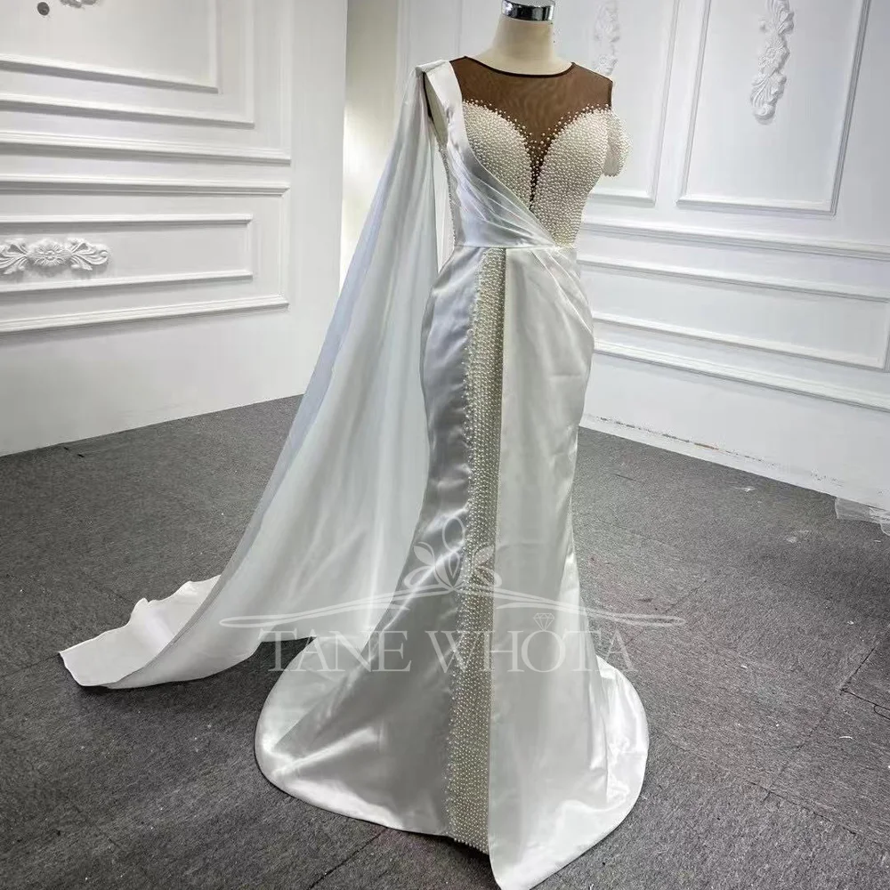 Hochzeitskleid 2025 O-Collo con spalle scoperte Lace Up Back Perline Abito da sposa sexy Abito da sposa di lusso personalizzato