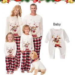 2026 Christmas Matching Family Pajamas Deer Printed Adult Kid Family PJS Top+Pants Xmas Sleepwear Pj's Baby Rompers