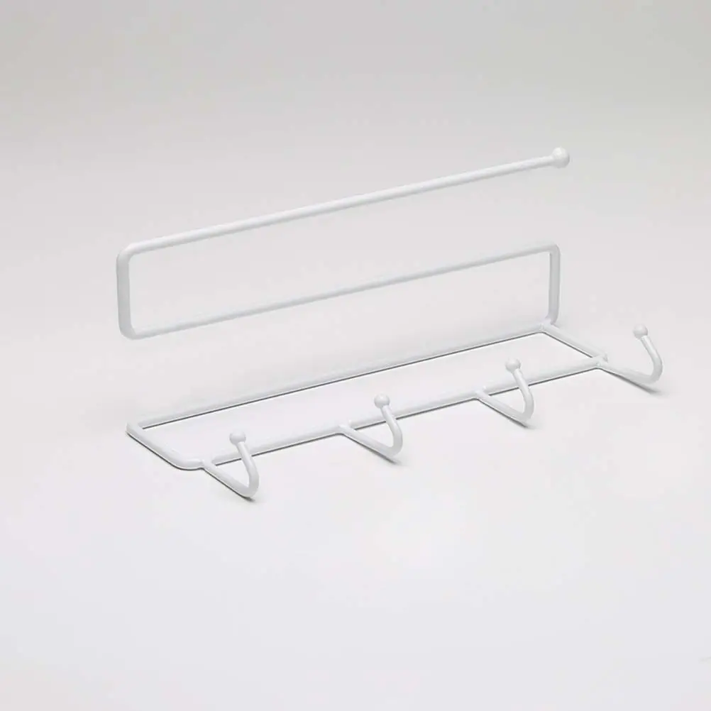 No Drill Iron Storage Rack Self-Adhesive Paper Holder Bathroom Towel Rack Kitchen Organizer Transparent Design Round Bead Wall