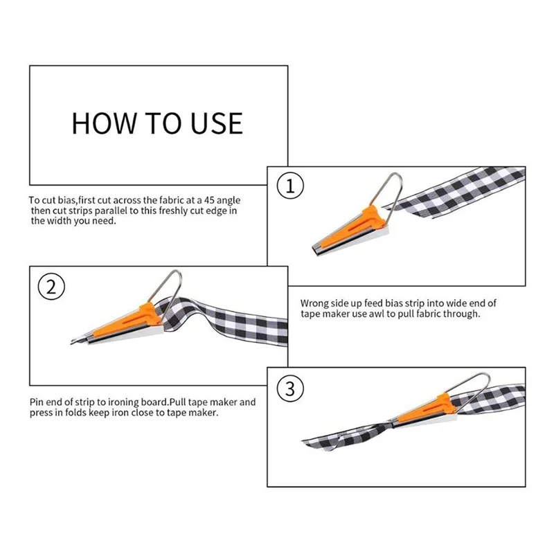 ABLN-Bias Tape Makers Kit van 5 maten 1/4In 3/8In 1/2In 3/4In 1In DIY Quilten Gereedschap Kit Voor Stof Naaien En Quilten