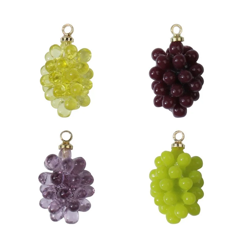 Free shipping 40pcs/lot color print cartoon grape shape acrylic dolls beads charms diy jewelry garment pendant accessory