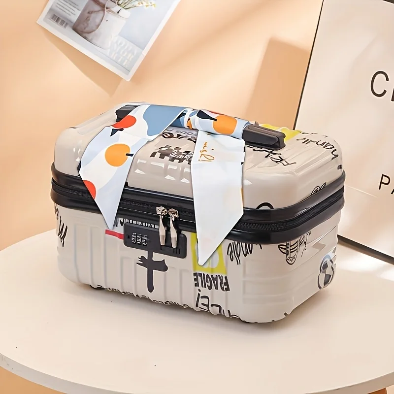 18-Inch Painted Portable Makeup Box With Password Lock Suitable For Both Men And Women Lightweight Durable And Large Capacity