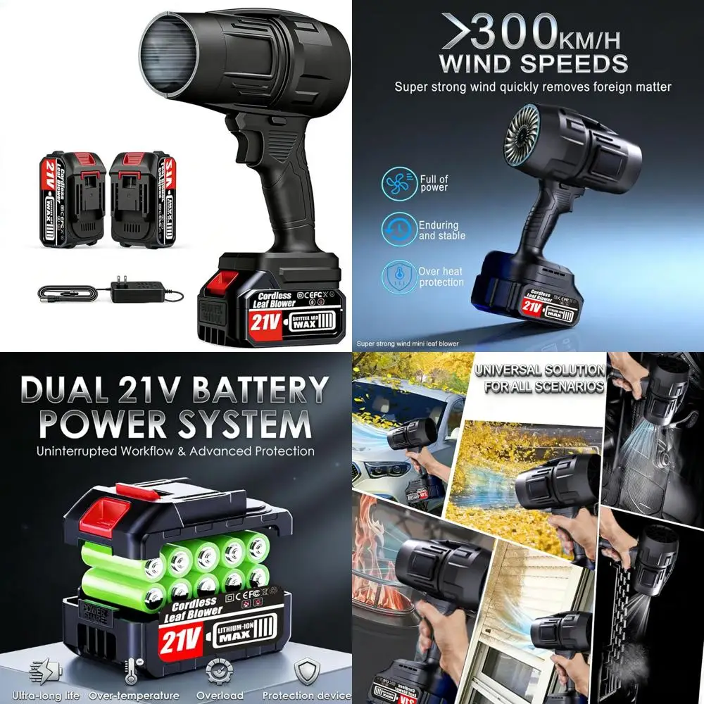 

Dual 4.0Ah Battery Powered Lightweight Handheld Leaf Blower, 2-Speed for Lawn and Patio Cleaning