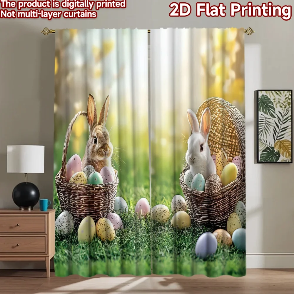 

1pc 2D flat Photography Backdrop Popular Scene Backdrop Easter Bunny Egg Baskets 100% Polyester Party Decorations for Suitable