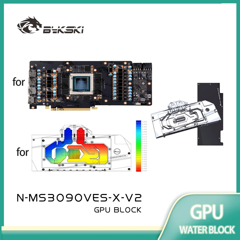 

Bykski N-MS3090VES-X-V2 Водяной блок Использование для MSI RTX3080 Ventus 3X10G OC/RTX3090 Ventus GPU Card/полная крышка Медный блок радиатора